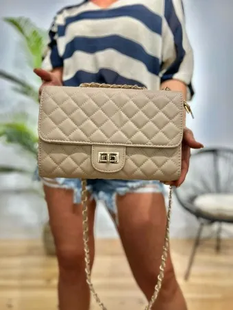 Bolso Acolchado Cadena CHARLENE Taupe
