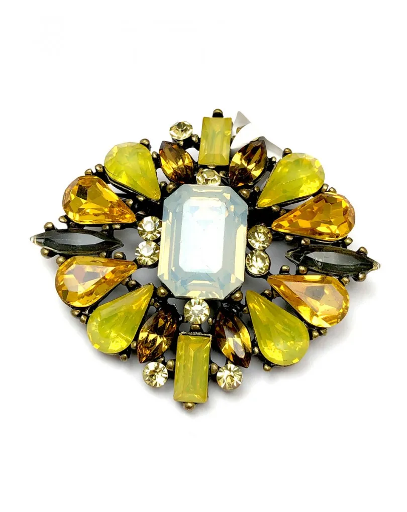 BONITOS BROCHES AMARILLOS CON PEDRERIA PARA BODAS Y EVENTOS
