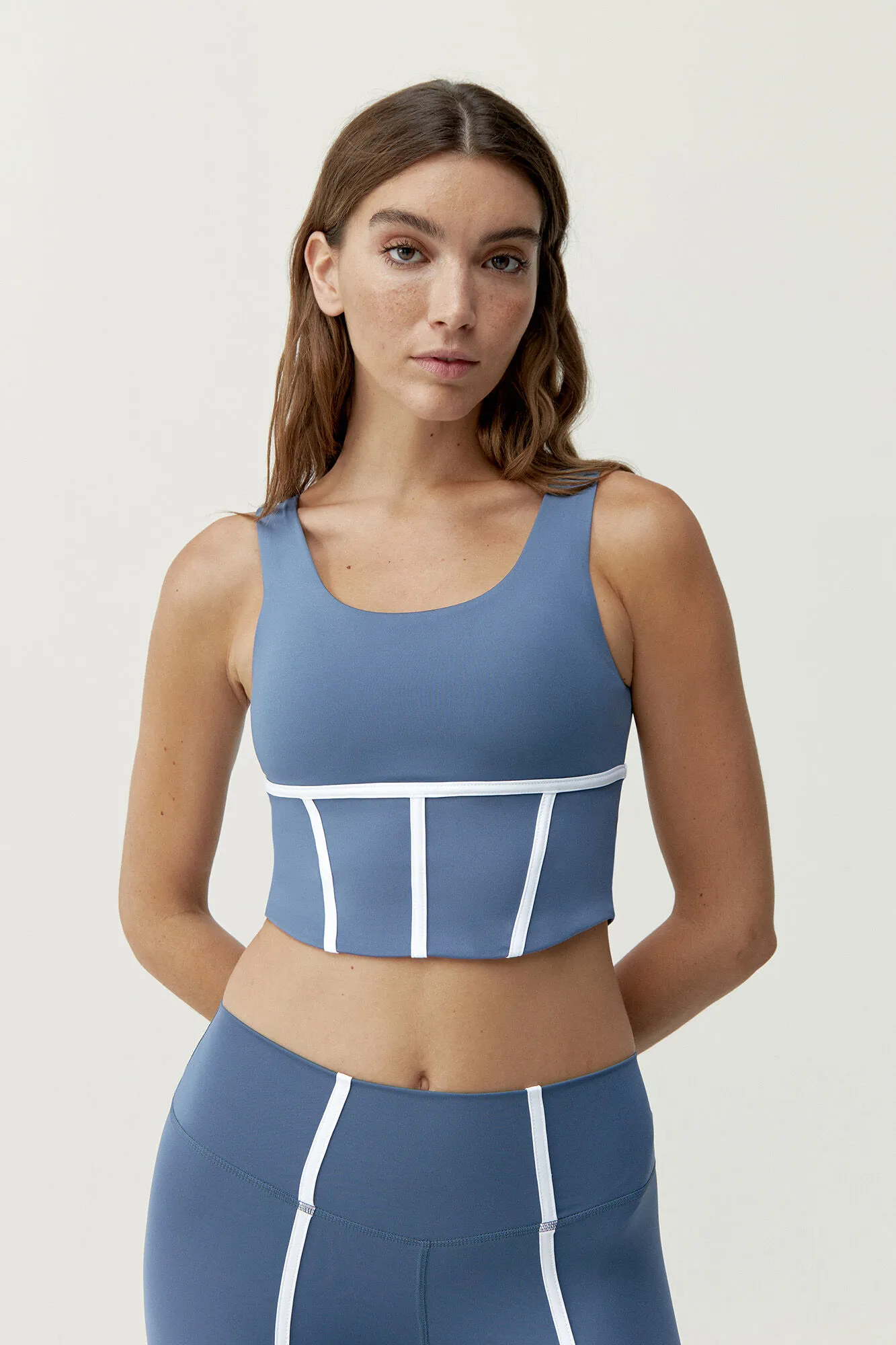 Born Living Yoga Top Vani Bluestone/White
