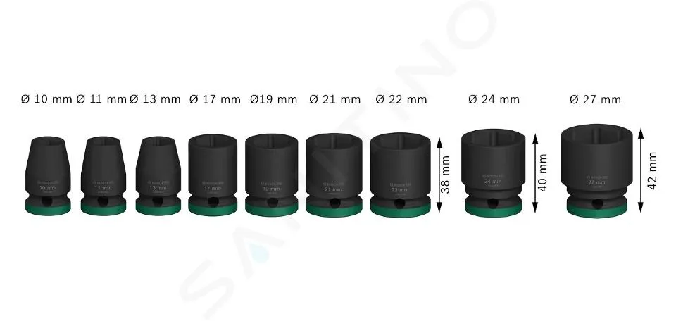 BOSCH ACCESORIOS  JUEGO DE LLAVES DE VASO DE 9 PIEZAS 2608003038