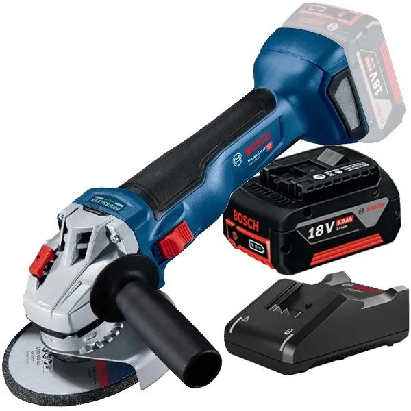 BOSCH  GWS 18V10  AMOLADORA ANGULAR SIN BATERíAS Y CARGADORES, LIION, 18 V,  AH, 125 MM + BOSCH  GBA 18 V  BATERíA, LIIO