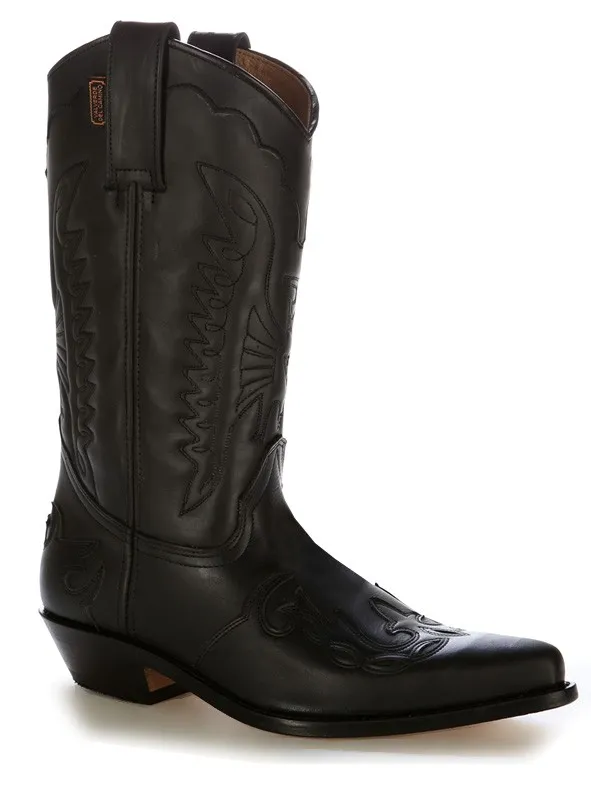 Bota cowboy mexicana negra a medida
