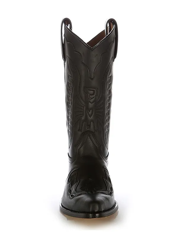 Bota cowboy mexicana negra a medida
