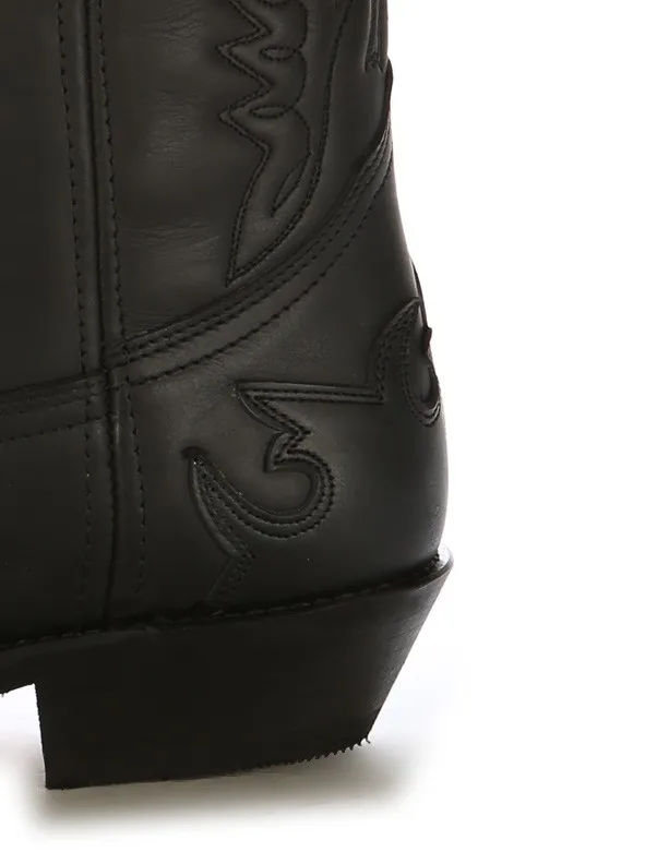 Bota cowboy mexicana negra a medida
