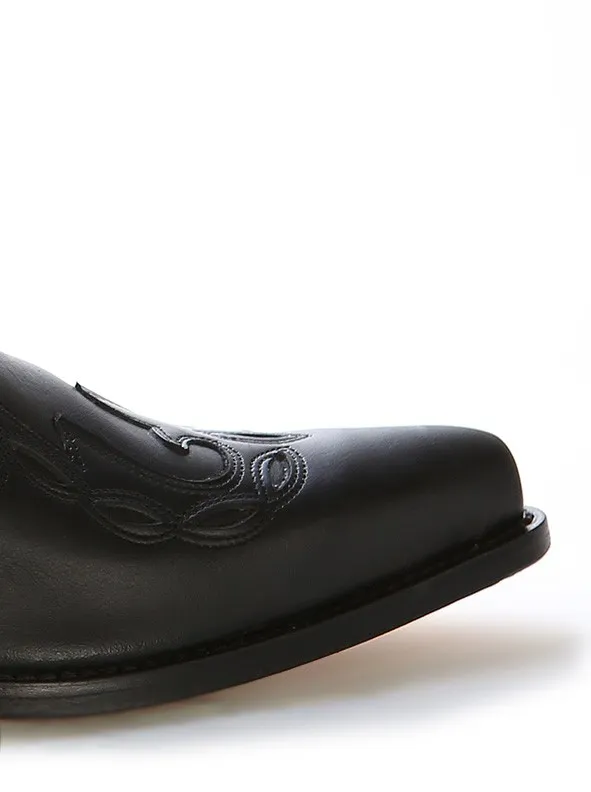 Bota cowboy mexicana negra a medida
