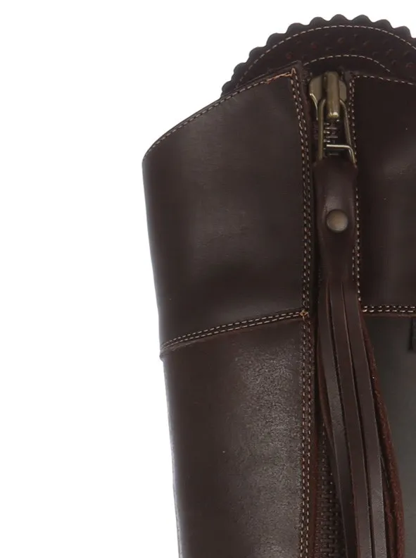 Bota hipica piel marron elegante a medida
