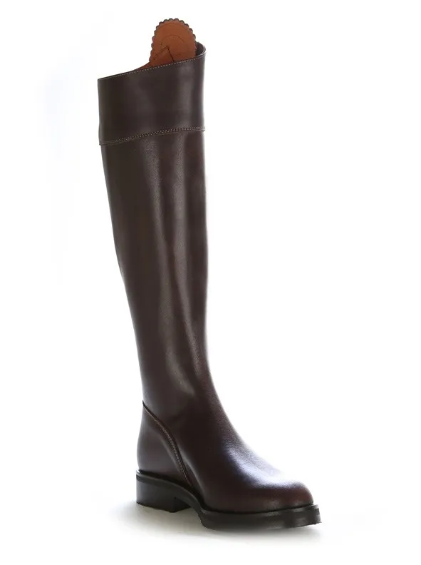 Bota hipica piel marron elegante a medida
