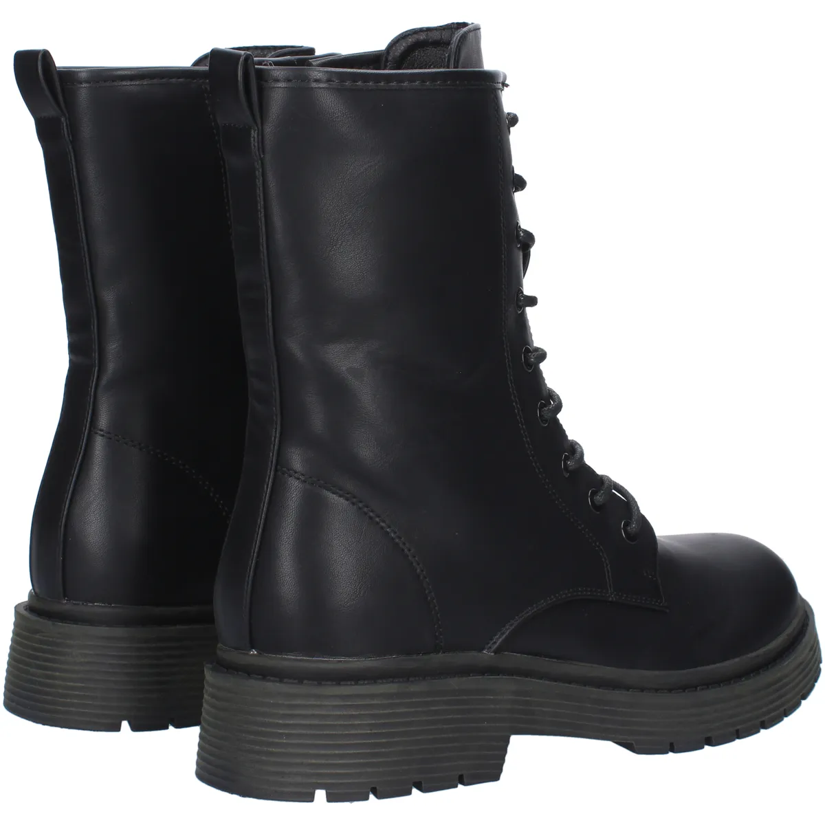 Bota militar plana con cierre de cordones