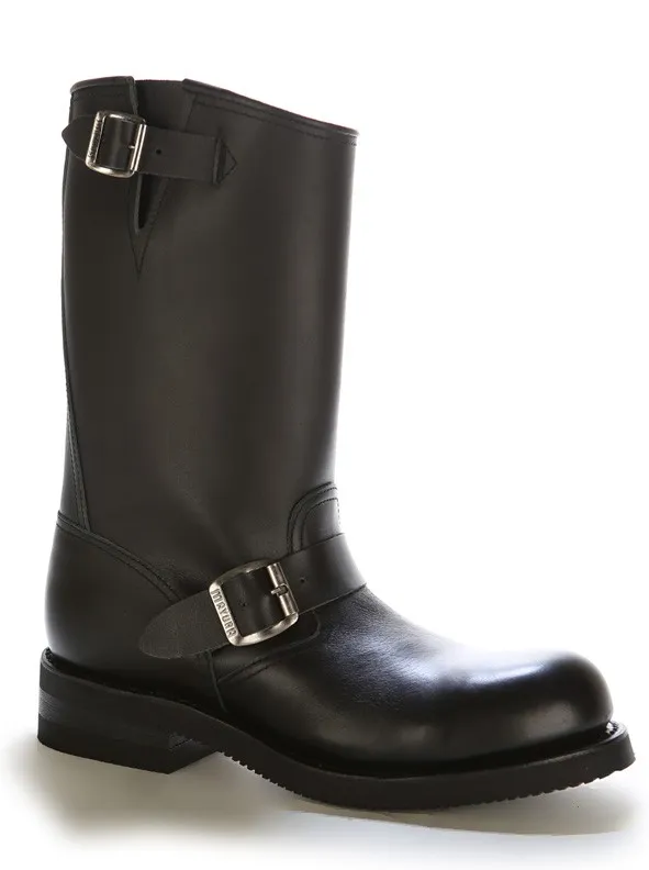 BOTA MOTERA PIEL NEGRA HEBILLAS