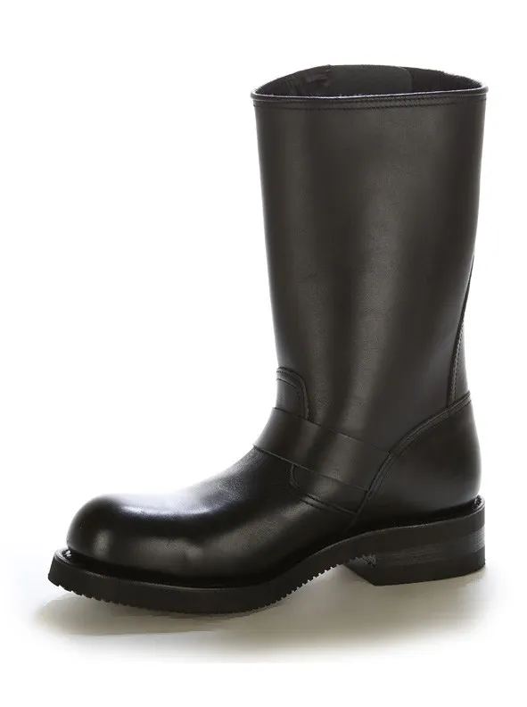 BOTA MOTERA PIEL NEGRA HEBILLAS