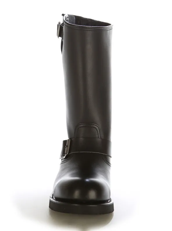 BOTA MOTERA PIEL NEGRA HEBILLAS
