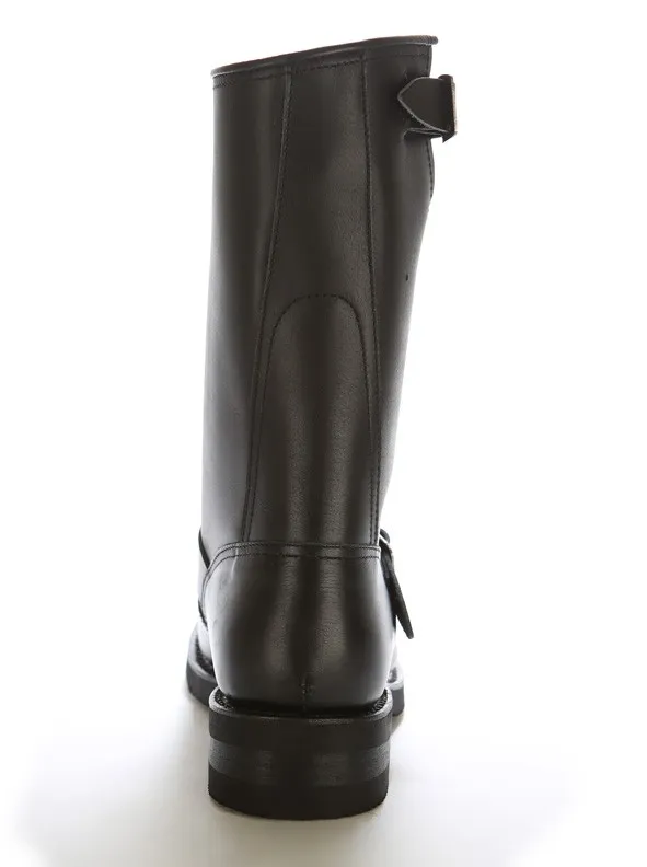 BOTA MOTERA PIEL NEGRA HEBILLAS