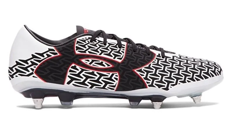 Botas de fútbol para superficies firmes Under Armour Clutchfit Force 2.0 Hybrid FG Blanco/Negro/Rojo