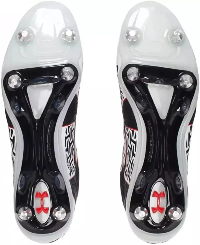 Botas de fútbol para superficies firmes Under Armour Clutchfit Force 2.0 Hybrid FG Blanco/Negro/Rojo