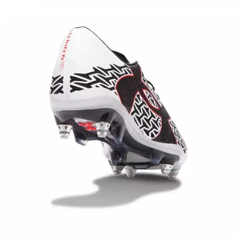 Botas de fútbol para superficies firmes Under Armour Clutchfit Force 2.0 Hybrid FG Blanco/Negro/Rojo