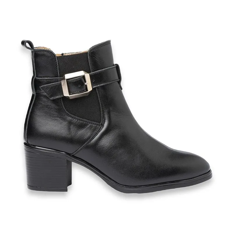 Botines Chelsea Con Hebilla Mujer Piel Napa Suave Plantilla Piel Y Gel 1301 Negro, de Eva Mañas