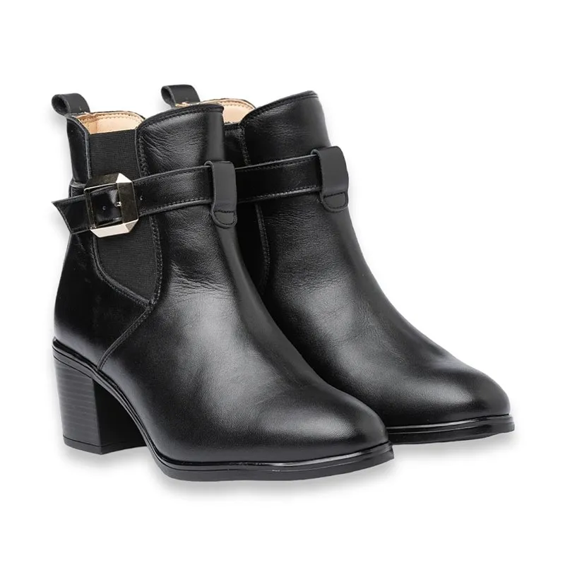 Botines Chelsea Con Hebilla Mujer Piel Napa Suave Plantilla Piel Y Gel 1301 Negro, de Eva Mañas