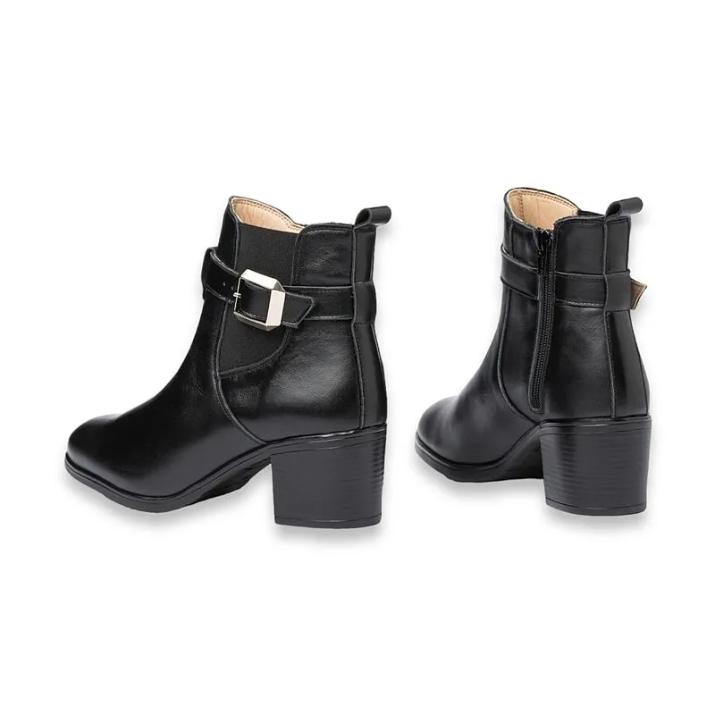 Botines Chelsea Con Hebilla Mujer Piel Napa Suave Plantilla Piel Y Gel 1301 Negro, de Eva Mañas