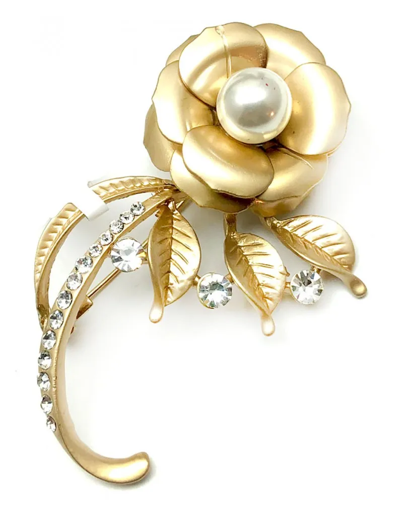 BROCHES DE MUJER DE BISUTERIA DE ROSAS DECORADAS CON PERLAS