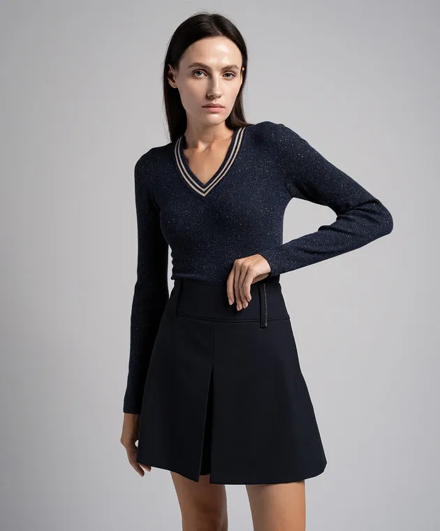 Brunello Cucinelli Blue pullover with lurex