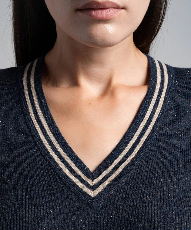 Brunello Cucinelli Blue pullover with lurex