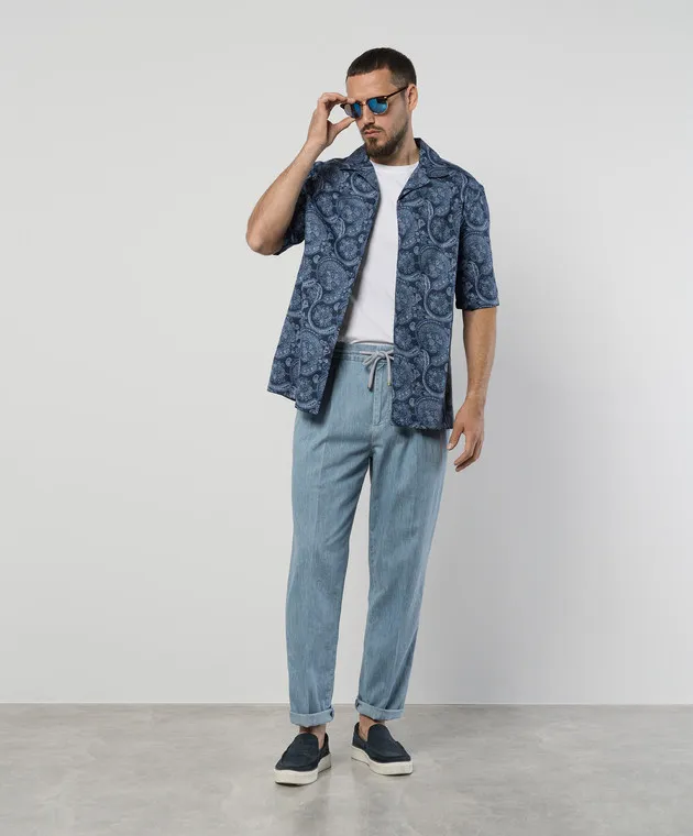 Brunello Cucinelli Blue shirt in paisley print