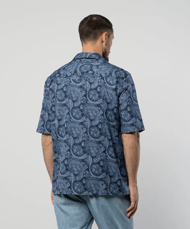 Brunello Cucinelli Blue shirt in paisley print