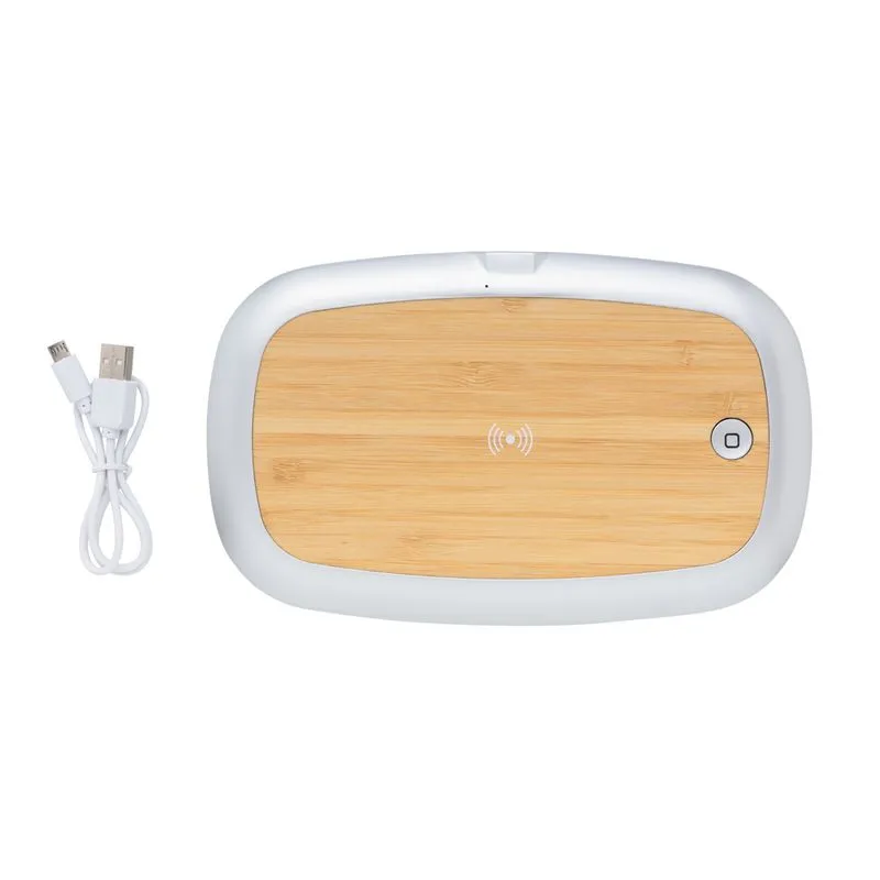 CAJA ESTERILIZADORA PROMOCIONAL CON CARGADOR INALáMBRICO RENA UVC