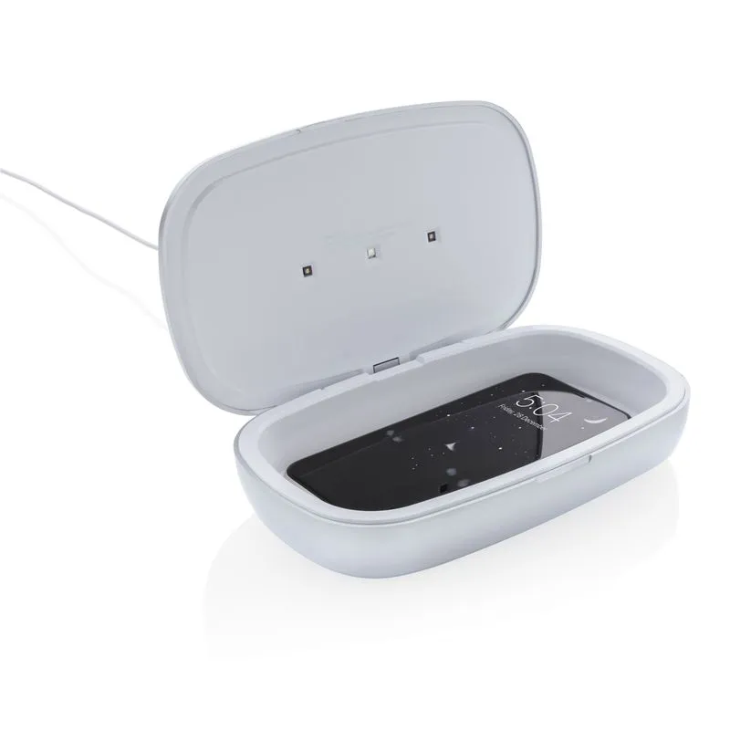 CAJA ESTERILIZADORA PROMOCIONAL CON CARGADOR INALáMBRICO RENA UVC