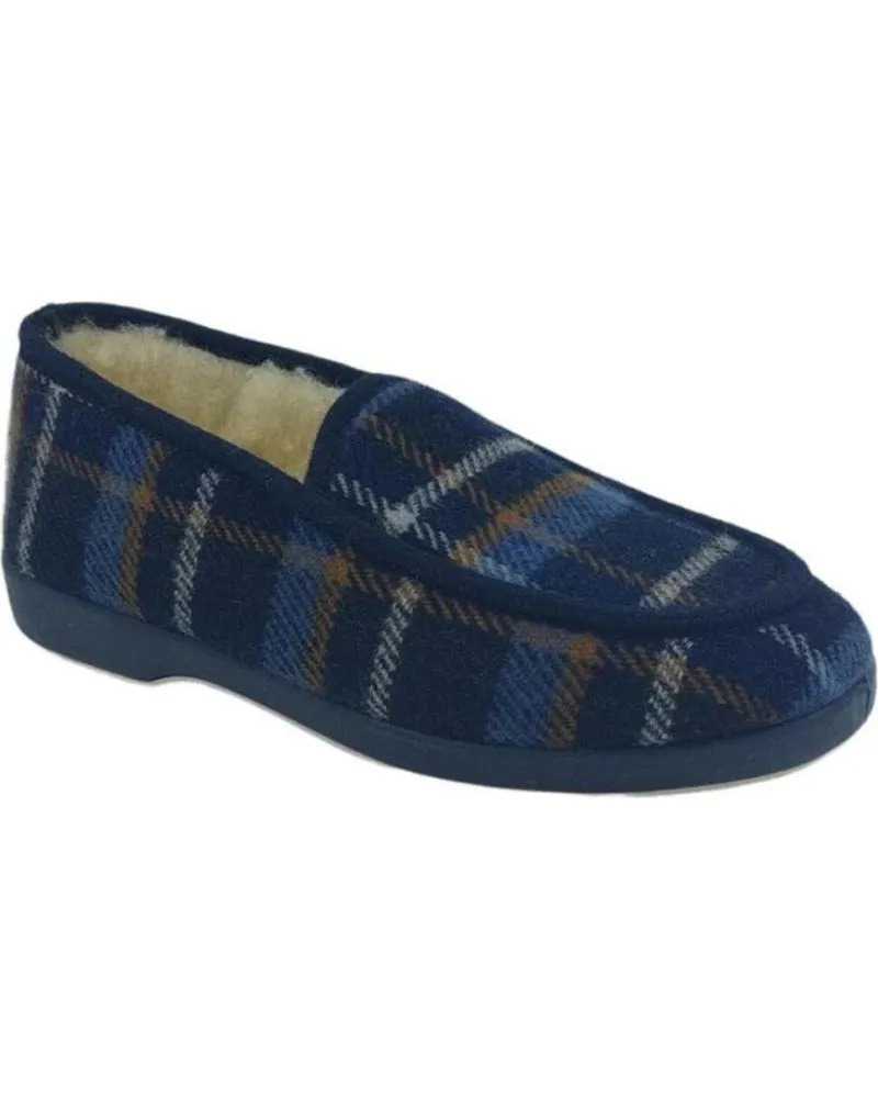 CALZADO DE CASA NORTEÑAS  DE HOMBRE ZAPATILLAS OTONO INVIERNO NORTENAS CUADROS 68527  MARINO