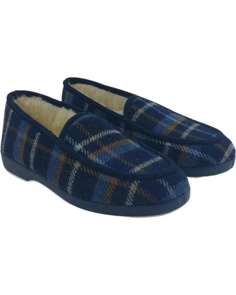 CALZADO DE CASA NORTEÑAS  DE HOMBRE ZAPATILLAS OTONO INVIERNO NORTENAS CUADROS 68527  MARINO
