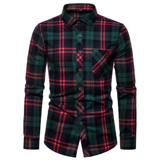 Camisa Casual A Cuadros Para Hombre