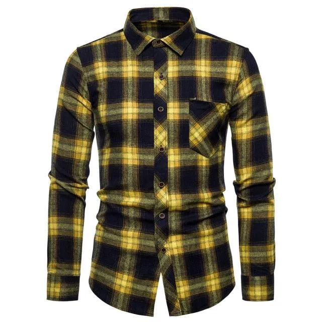 Camisa Casual A Cuadros Para Hombre