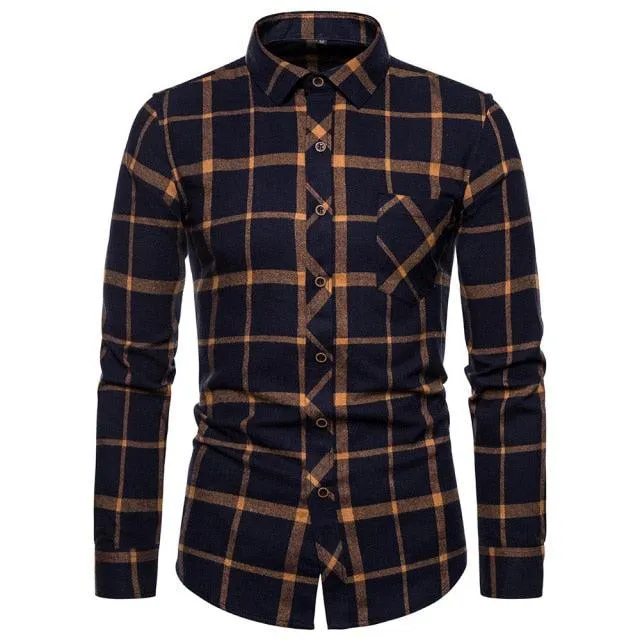 Camisa Casual A Cuadros Para Hombre