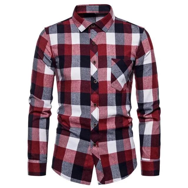Camisa Casual A Cuadros Para Hombre