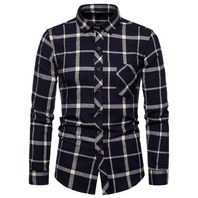 Camisa Casual A Cuadros Para Hombre