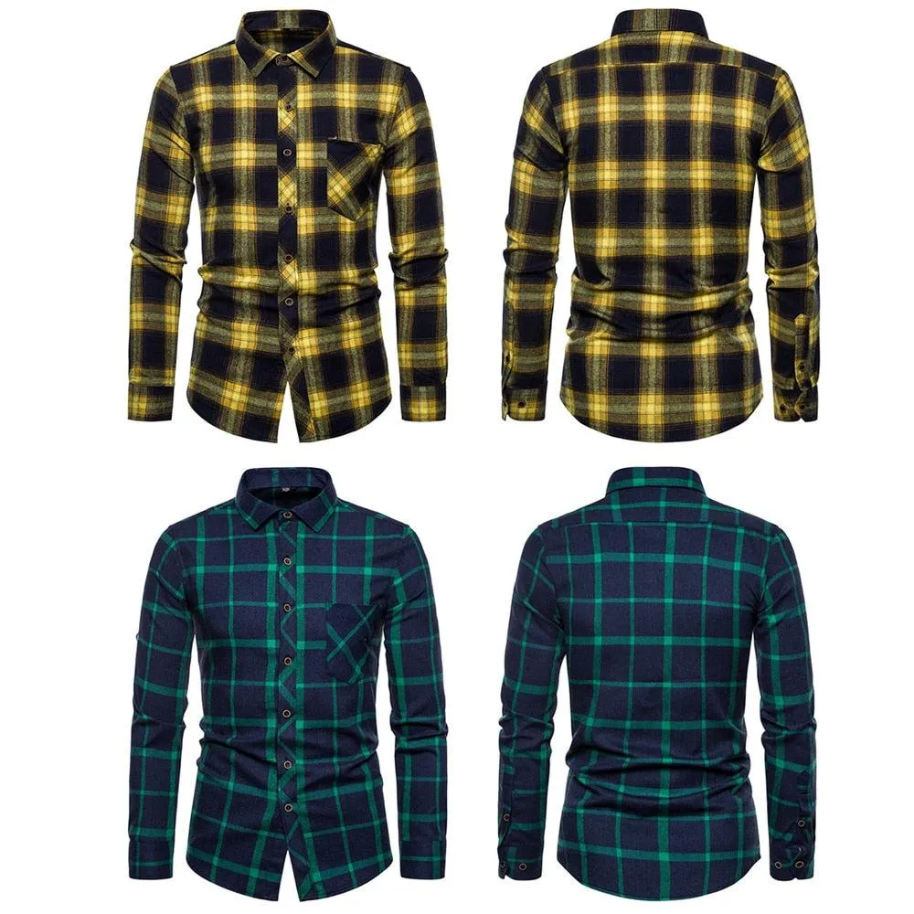 Camisa Casual A Cuadros Para Hombre