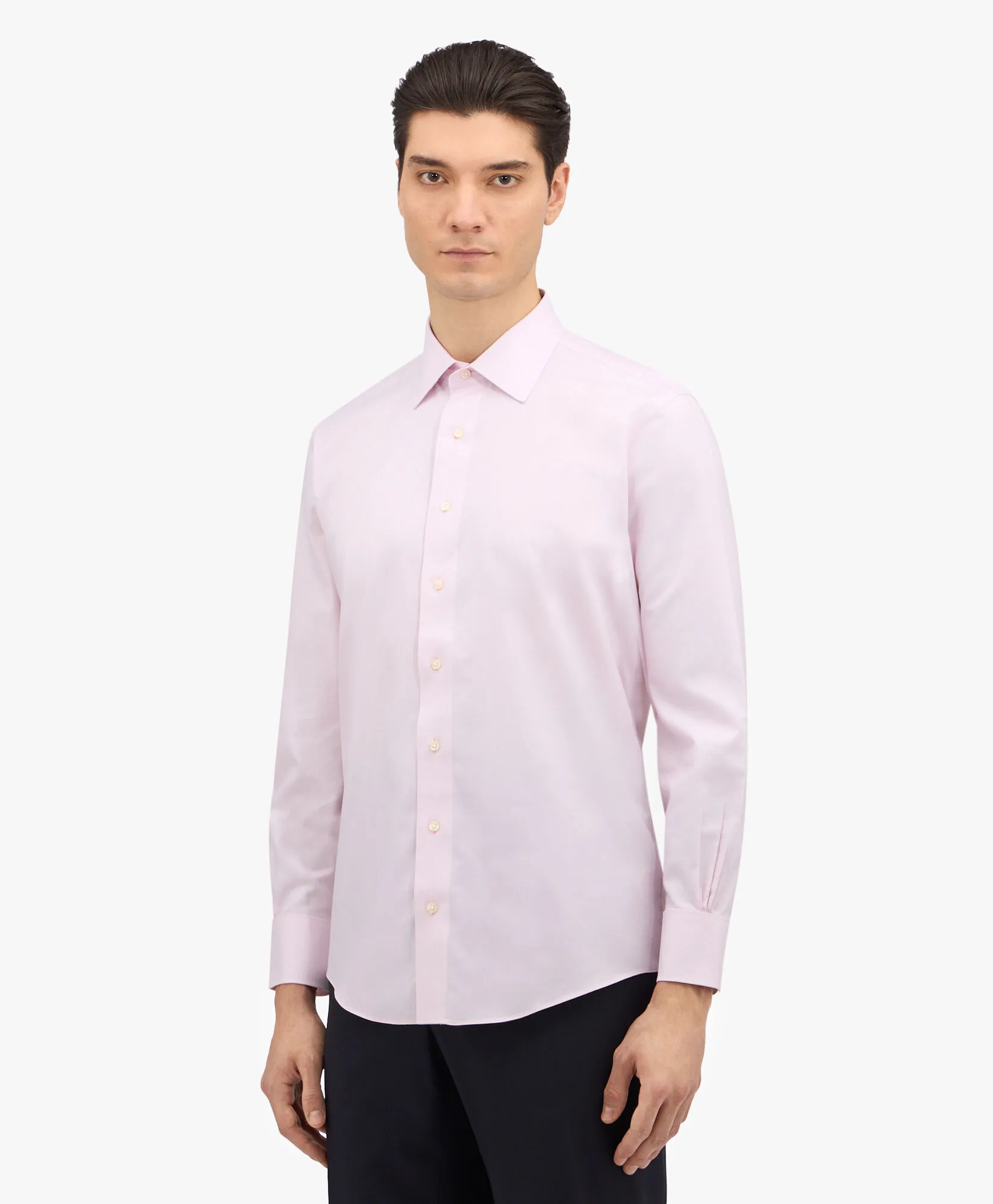 CAMISA DE VESTIR ROSA PASTEL DE CORTE SLIM NONIRON EN SARGA CON CUELLO AINSLEY