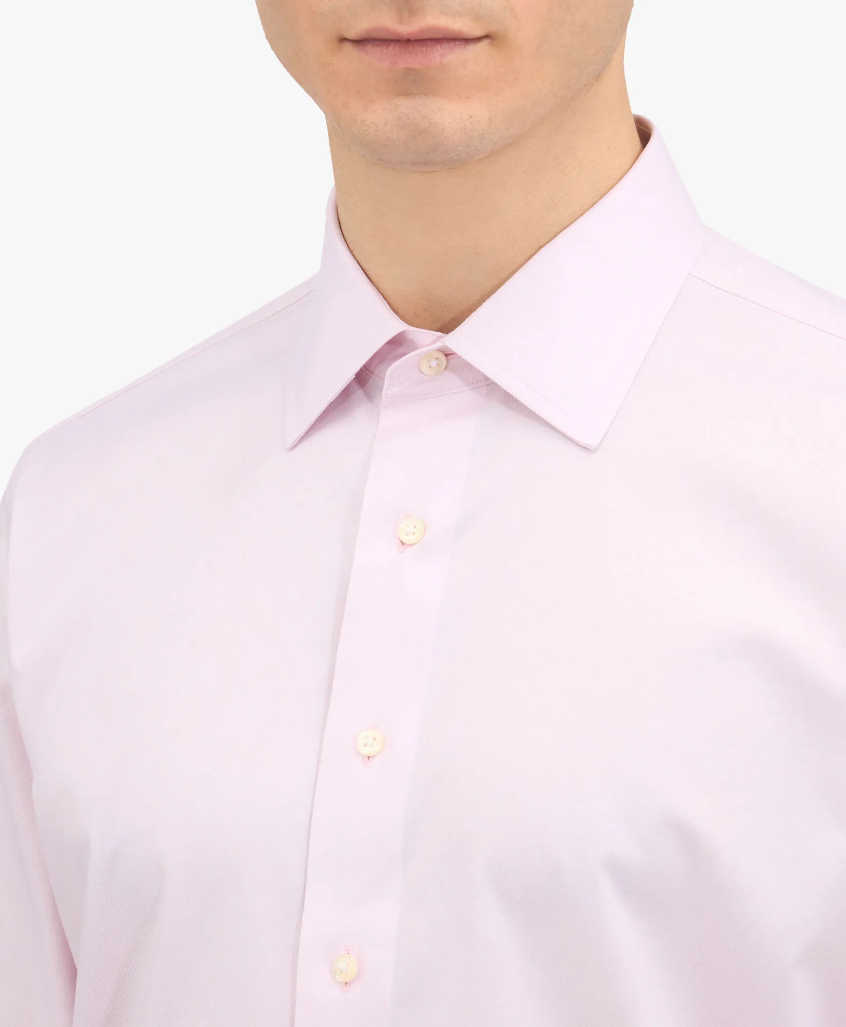 CAMISA DE VESTIR ROSA PASTEL DE CORTE SLIM NONIRON EN SARGA CON CUELLO AINSLEY