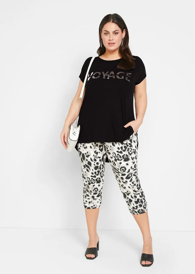 CAMISA LARGA CON ESTAMPADO METáLICO BLANCODORADO