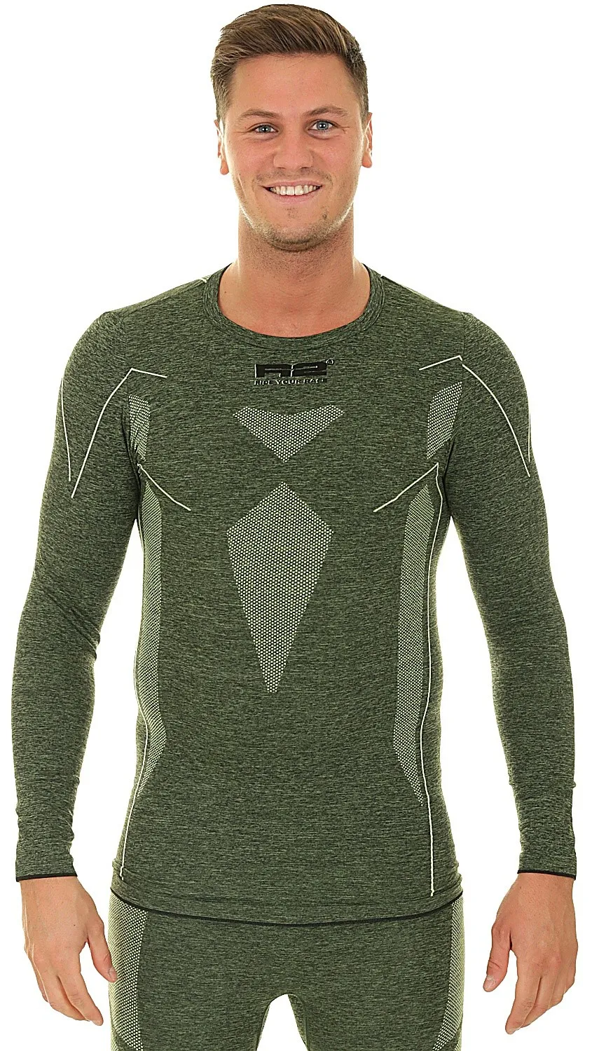 CAMISA R2 BASE LS  ATF002A/GRAY MELANGE/NEON YELLOW  MEN´S