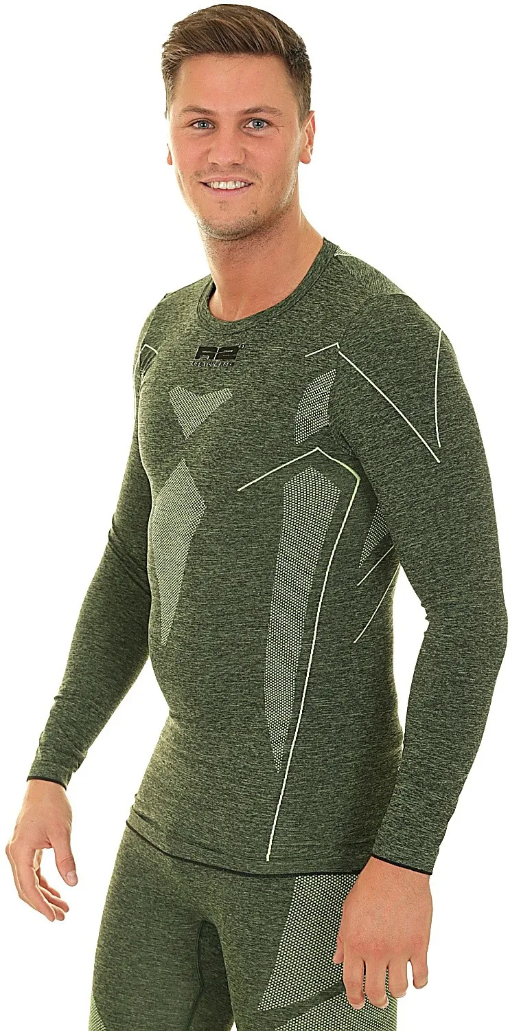 CAMISA R2 BASE LS  ATF002A/GRAY MELANGE/NEON YELLOW  MEN´S