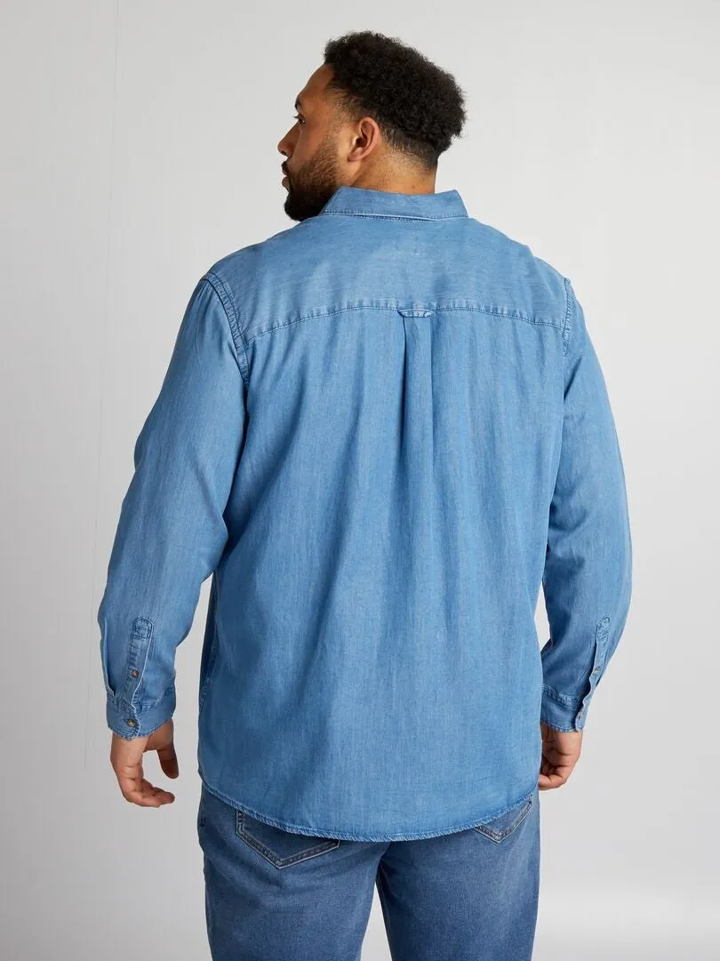 CAMISA RECTA EFECTO VAQUERO  AZUL