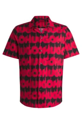Camisa relaxed fit de algodón con logo ahumado estampado