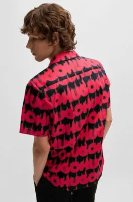 Camisa relaxed fit de algodón con logo ahumado estampado