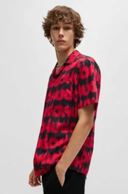 Camisa relaxed fit de algodón con logo ahumado estampado