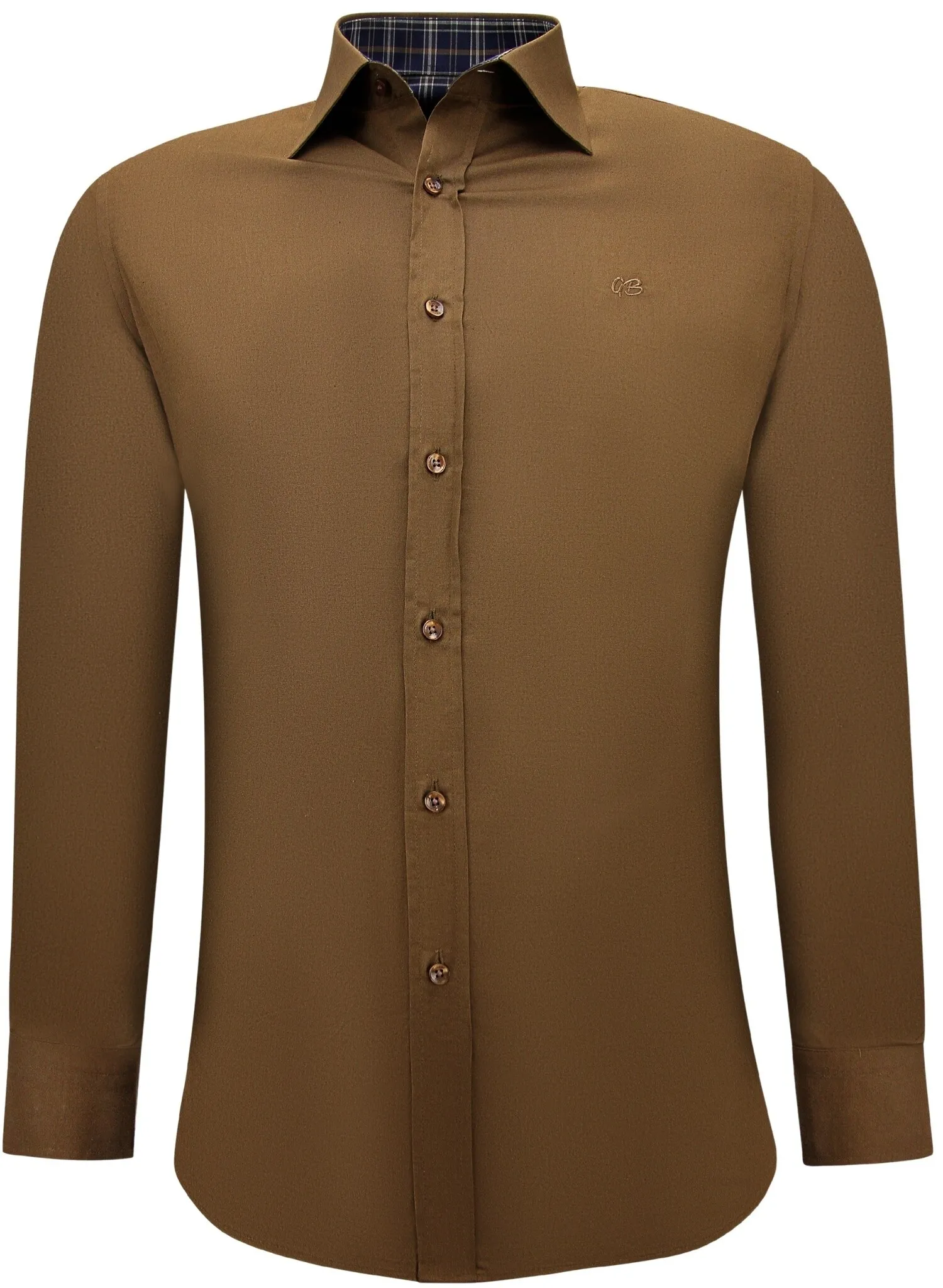 CAMISAS BUSINESS HOMBRE SLIM FIT STRETCH  MARRóN