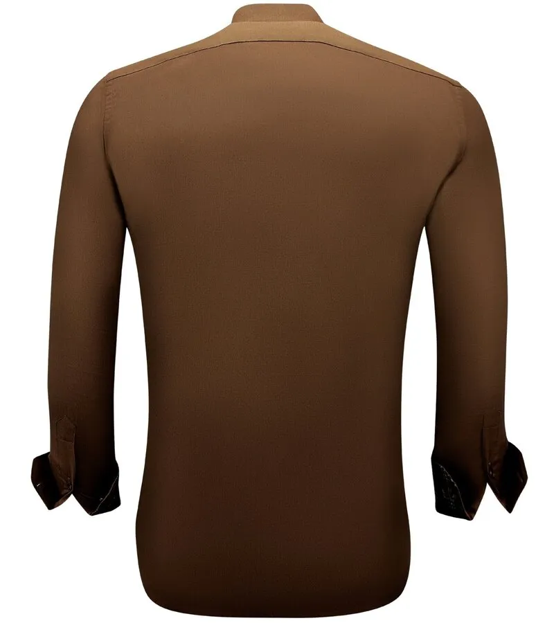 CAMISAS BUSINESS HOMBRE SLIM FIT STRETCH  MARRóN