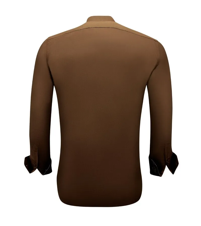 CAMISAS BUSINESS HOMBRE SLIM FIT STRETCH  MARRóN