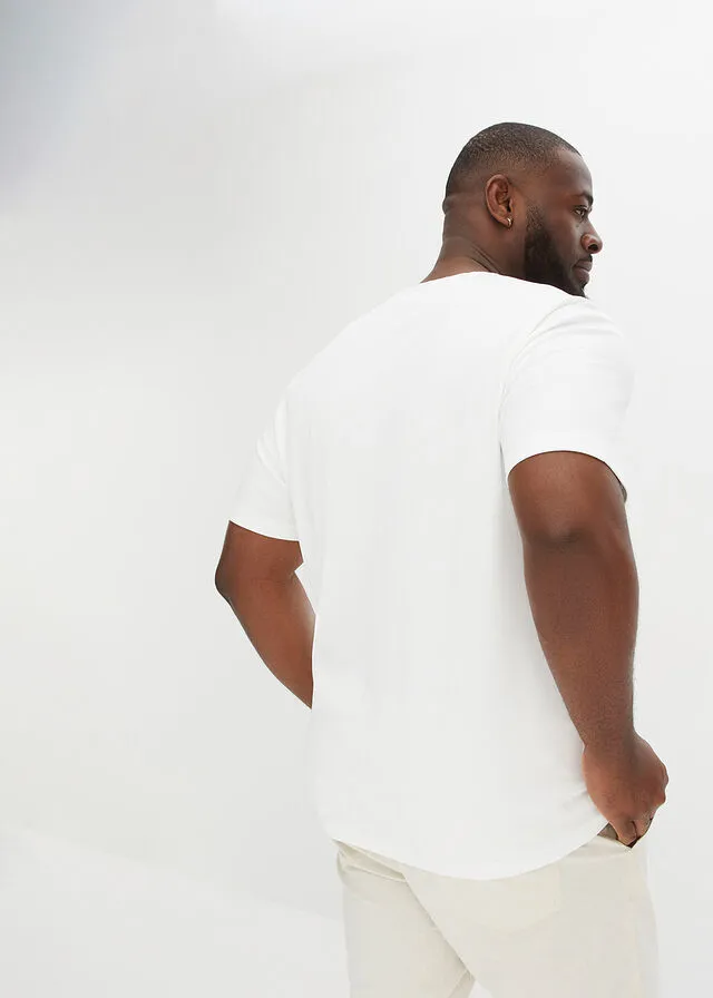Camiseta con bordado calado en el cuello y de algodón orgánico Blanco lana